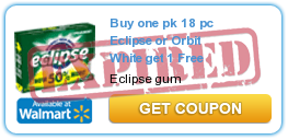 Buy one pk 18 pc Eclipse or Orbit White get 1 Free